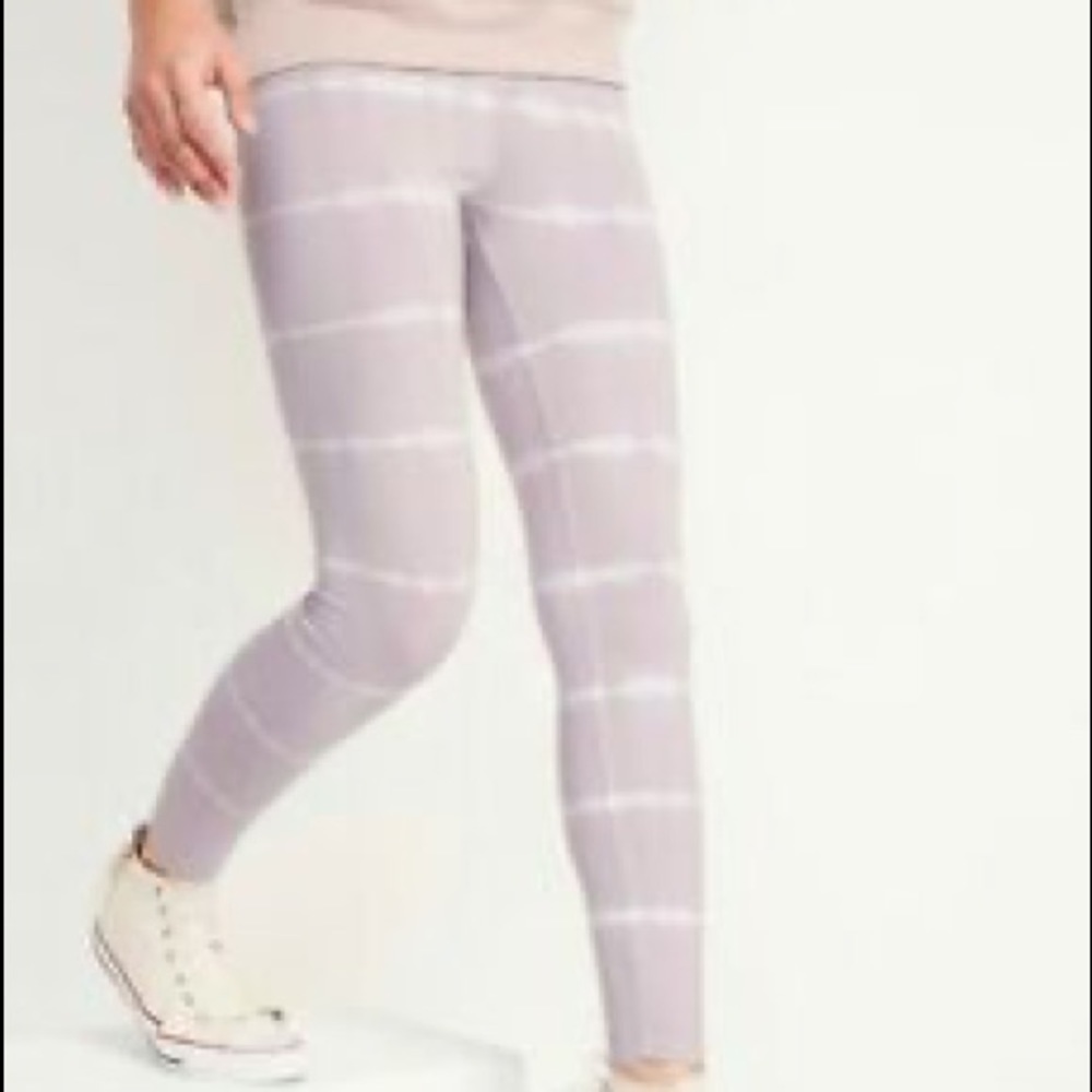 Old Navy Women's Sz S Pale Pink Tie Dye Stripe Basic Stretch Pull-On Legging Nwt